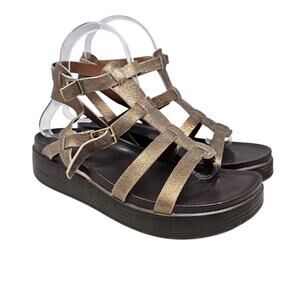Donald Pliner 6 Feliciat8 Gold Gladiator Sandal Leather Boho Casual Coastal